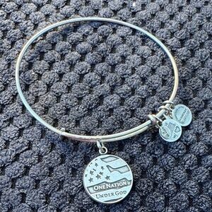 Silver tone Alex and Ani Bangle Bracelet with Charms